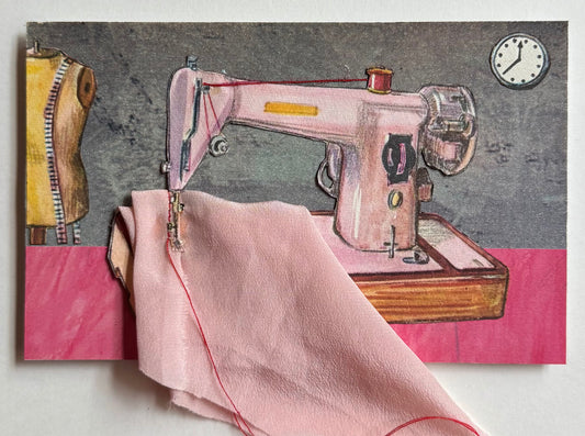 Postcard Collage (Pink Sewing Machine)