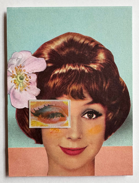 Postcard Collage (Winking Lady)